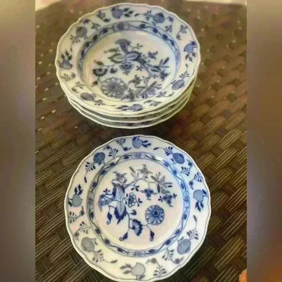 5 pc Antique Meissen great condition!! RARE! Flow blue Porcelain China 1800’s - Picture 1 of 12